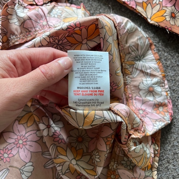 Wednesday's Girl V Neck Frill Detail Autumnal Floral Mini Smock Dress Woman’s XS - Picture 6 of 11